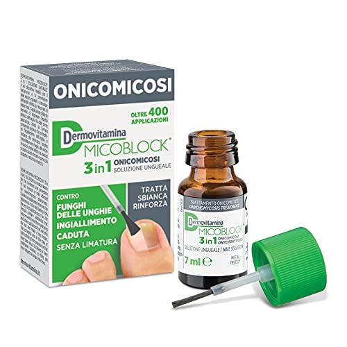 Dermovitamina Micoblock 3in1 Onicomicosi 7 ml | Soluzione ungueale per il trattamento dell onicomicosi | Contro funghi, ingiallimento e caduta, tratta, sbianca e rinforza le unghie