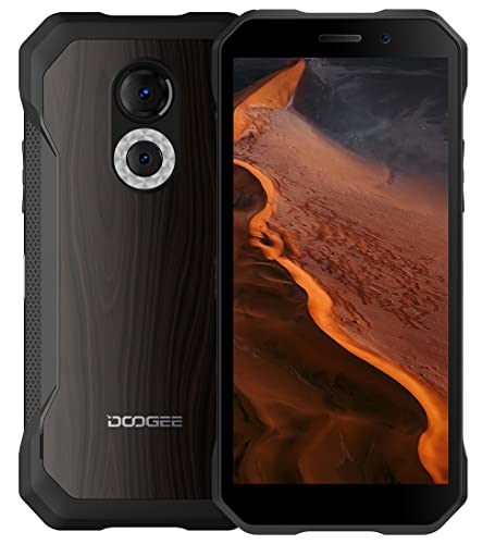 DOOGEE Android 12 Rugged Smartphone S61 PRO, Helio G35 2,3GHz 6GB+128GB, 48MP Fotocamera Visione Notturna, IP68 Cellulare Impermeabile, Schermo HD+ da 6,0’’, DUAL SIM, GPS NFC Venatura del Legno