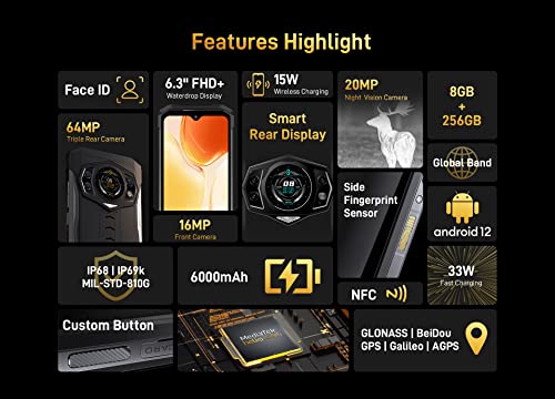 DOOGEE S98 Rugged Smartphone, Helio G96 8GB+256GB, 64MP Tripla Foto...