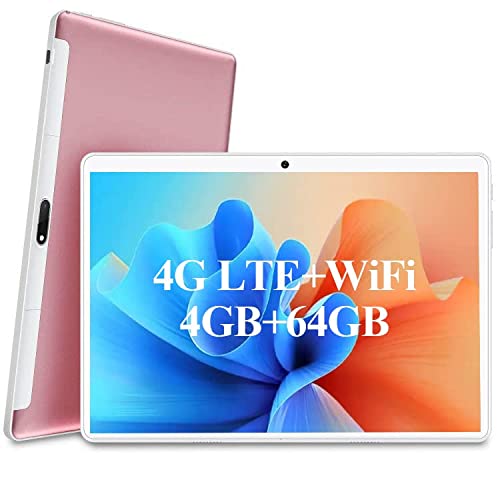 DUODUOGO 4G LTE Tablet 10 Pollici con Wifi Offerte, Tablet in Offerta 4GB RAM 64GB 128GB Espandibili Android 10.0 Tablet PC Quad Core 8000mAh Dual SIM 5+8MP Bluetooth GPS Type-C(Rosa)