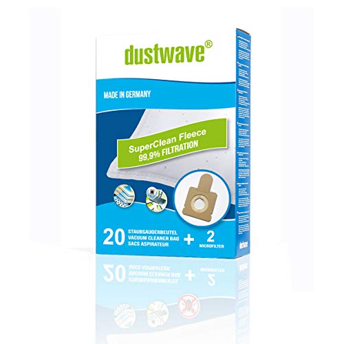 Dustwave - 20 sacchetti per aspirapolvere compatibili con aspirapolvere H58 H63 H64 Whirlwind, prodotti in Germania
