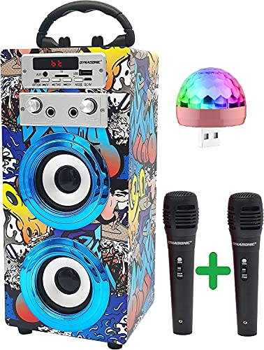DYNASONIC (3° generazione modello 2021 Karaoke con microfono, regali originali per bambini e bambine, confezione regalo, (luci da discoteca, modello 16)