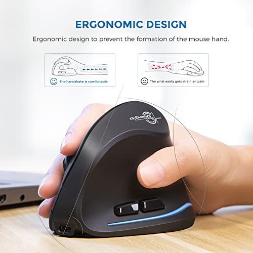 ECHTPower Mouse Portatile, Mouse Verticale, Mouse Wireless, Design ...