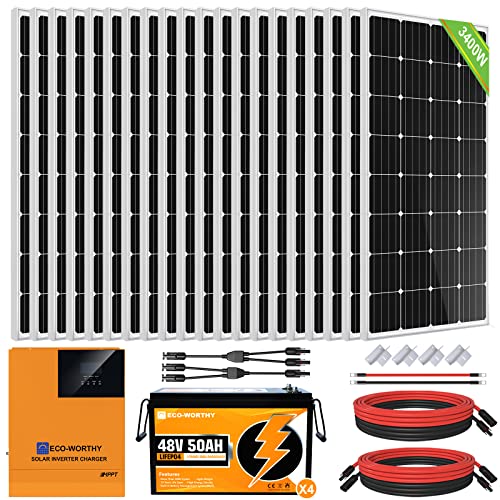ECO-WORTHY 3400W 48V Sistema di Alimentazione Solare Kit Completo p...