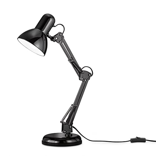 Eglo Lampada da tavolo Colinezza, lampada da scrivania a 1 luce, flessibile, lampada da tavolo industriale, moderna, in metallo nero, lampada con interruttore, attacco E14