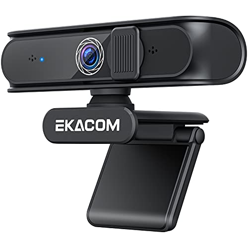 EKACOM Webcam PC con Microfono, 1080P HD Webcam per USB, Autofocus Web Streaming con Correzione Automatica del Colore e Copertura La Privacy, per Videochiamate e Registrazioni su YouTube Zoom Skype