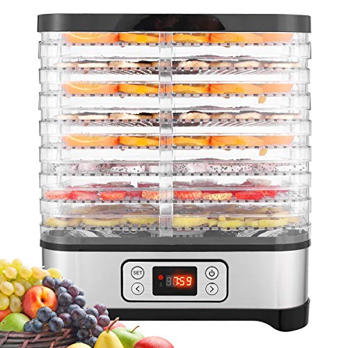 Essiccatore frutta e verdura,Display LCD,Timer di 72 ore,8 pallet,Disidratatore per Alimenti,Essiccatore Alimentare,Temperatura regolabile(35 ° C-70 ° C), 400 W