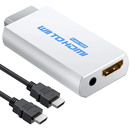 ESYNiC Convertitore Wii a HDMI 3.5mm Audio con 1M HDMI Cavo Adattatore da Wii a HDMI 1080P 720P Supporta NTSC PAL Convertitore Video da Wii a HD HDTV con Audio - Bianco