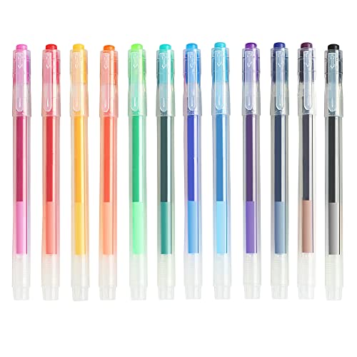 Ezigoo Penne Cancellabili Punta 0.7mm – Confezione Da 12 Penna Cancellabile Colori Ricaricabili, Penna Multicolore, Biro Penne Cancellabili Per Scuola Elementare