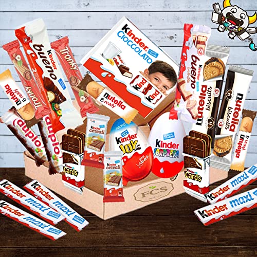 FCS Box Kinder Ferrero 21 Snack Con Uovo Sorpresa e Joy Idea Regalo Compleanni Feste