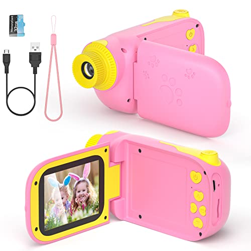 Fotocamera per Bambini Giocattolo Videocamera Digitale per Bambini Giocattolo per Bambini Schermo HD da 2.4 pollici 1080P con 32 GB TF Card Giocattoli da Regalo da 3 a 12 anni Ragazzi e Ragazze (rosa)