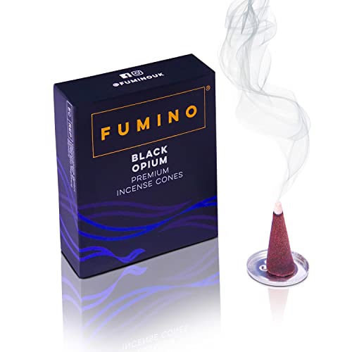Fumino Coni di Incenso Fresco Fragranza Black Opium, 20 per Scatola, Masala, Agarbatti, Joss Fragranze per Relax, Meditazione e Per la Casa e L arredamento