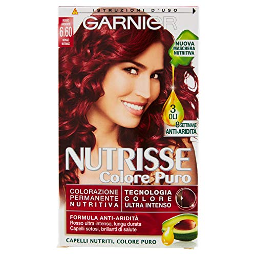 Garnier Nutrisse Colore Puro Colorazione Permanente Nutritiva, 6.60 Rosso Intenso