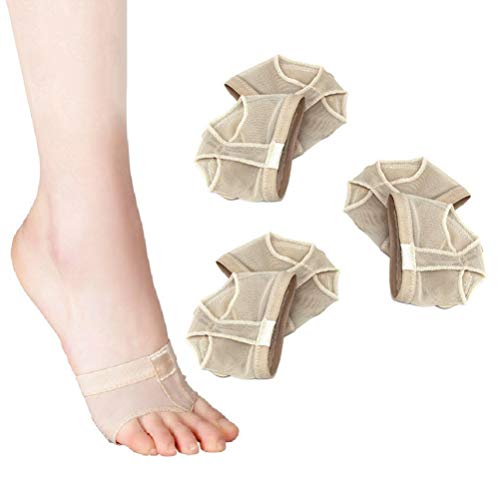 Generic 3 Pairs of Ballet Belly Dance Forefoot Pads Cushions Covers- Size M (Beige)