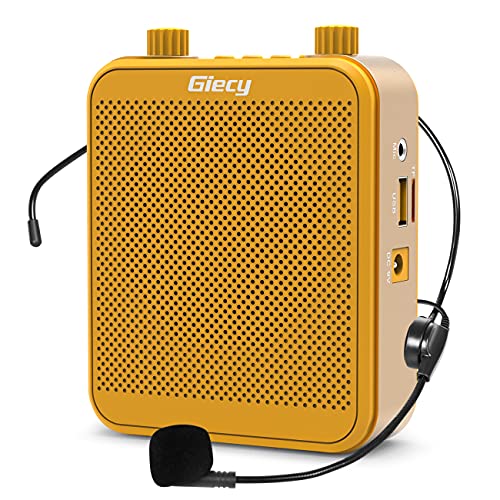 Giecy Amplificatore vocale con microfono Sistema PA portatile 30 W, batteria ricaricabile 2800 mAh, per insegnanti, formazioni, riunioni, conduttore da viaggio (giallo)