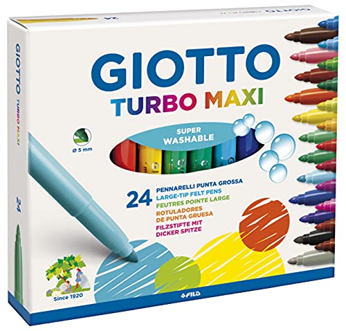 GIOTTO Turbo Maxi - Astuccio Da 24 Pennarelli A Punta Larga, 5 mm, ...