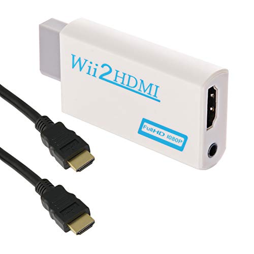 Goldoars Convertitore da Wii a HDMI Adattatore Wii a HDMI 720P 1080P e jack audio da 3,5 mm cavo HDMI da 1,5 m - Supporta tutte le modalità di visualizzazione Wii(Bianco)
