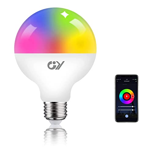 GY Lampadina WiFi Smart globo,14W lampadine a E27 casa intelligente 1200LM ,Multicolore regolabile RGBCW dimmerabile bulbo, applicazione di controllo 2700k-6500k, Compatibile con Alexa  Google home
