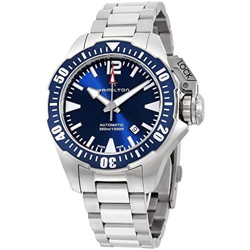Hamilton Men s 42mm Blue Steel Bracelet & Case S. Sapphire Automatic Analog Watch H77705145