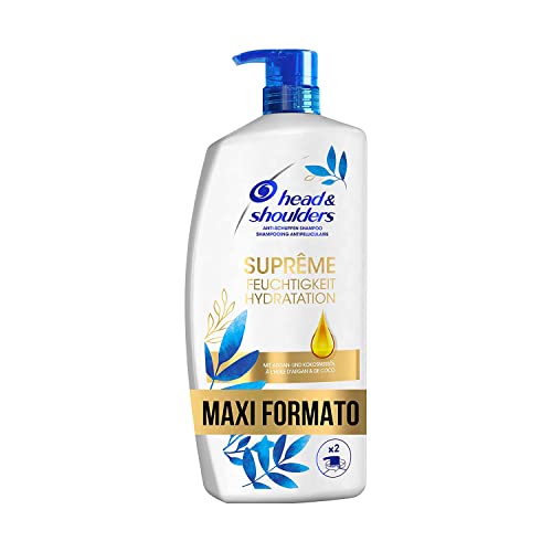 Head & Shoulders Shampoo Antiforfora Suprême Idrata con Olio di Argan e Olio Cocco, 900ml Confezione Grande, per Capelli Secchi, Fino a 72 Ore di Protezione