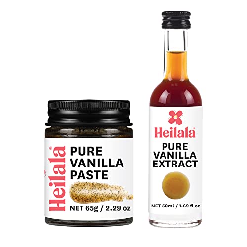 HEILALA - Estratto puro di vaniglia 50ml e pasta di baccelli di vaniglia 65g per cucinare e cuocere - baccelli di vaniglia selezionati a mano, provenienti dalla Polinesia eticamente, senza glutine