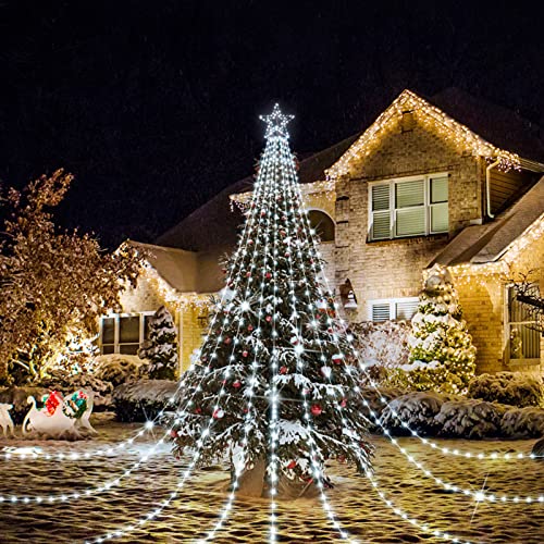 Hezbjiti Luci di Natale, 714 LEDs Cascata di Luci Fatate con Stella...