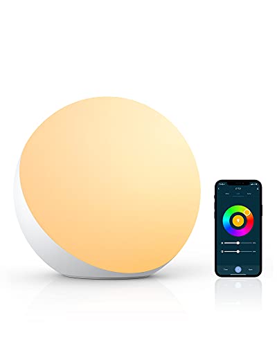 Hifree Lampada da Comodino, Lampada da Tavolo Compatibile con Alexa e Google Home, Dimmerabile RGB Cambia Colore e Tunable Luce Notturna per Bambini