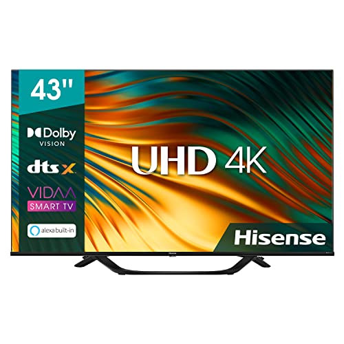 Hisense 43  UHD 4K 2022 43A67H, Smart TV VIDAA 5.0, HDR10+ Decoding, Dolby Vision, VA, Controlli vocali Alexa, Tuner DVB-T2 S2 HEVC 10, lativù 4K