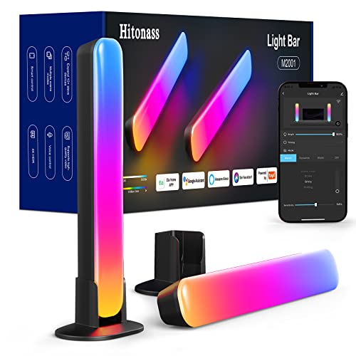 Hitonass Smart LED Light Bars, Funziona con Alexa Google Assistant, Lampada da Gioco Sincronizza con Musica, WiFi RGB Barra Luminosa con Controller, 30+ Modalità Scena, LED Luce Gaming per PC TV
