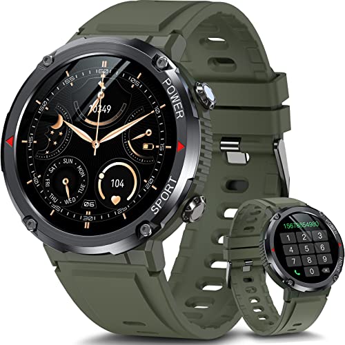 HOFIT Smart Watch Uomo Chiamata Bluetooth, Orologio Fitness Uomo, Contapassi, Smartwatch con Touch Screen da 1,6 Pollici HD, Cardiofrequenzimetro e Sonno, Fitness Tracker Orologio Militare