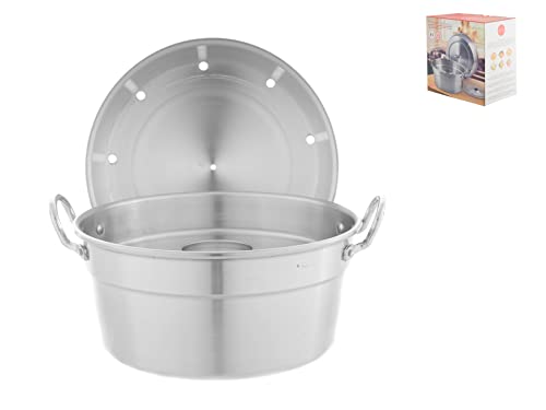 Home Fornetto Gas Alluminio Cm24 con Coperchio Pentole e Preparazione Cucina, Grigio, 29x25x18 cm
