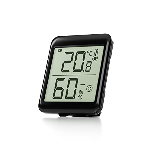 HOMVILLA Termometro Ambiente Interno Mini Igrometro Digitale Termoigrometro con l Icona di Comforto Accurato Monitor di Temperatura e Umidità per Camera, Nero