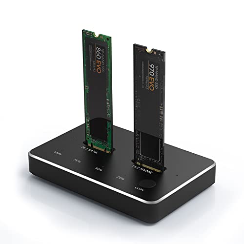HotTopStar Dock NVME Dual Bay USB C, Adattatore per alloggiamento HDD esterno M.2 NVMe SATA, Supporta il duplicatore di clone offline SSD M.2 SATA NVME