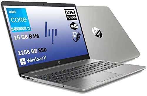 HP 250 G8, Pc computer portatile notebook silver, Display Full HD 15,6 , cpu Intel i3 di 11Th, RAM DDR4 da 16 Gb, SSHD da 1256 Gb, Windows 11 Pro, Layout Italiana, pronto utilizzo