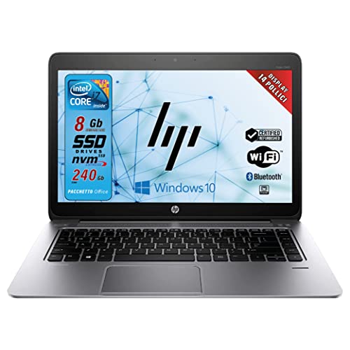HP G1 Ultra Slim, Notebook Pc portatile Pronto All uso, Display 14 , Intel Core i7, Ram 8GB, SSD 240GB, Win 10Pro, Pacchetto Office 2021 (Ricondizionato)