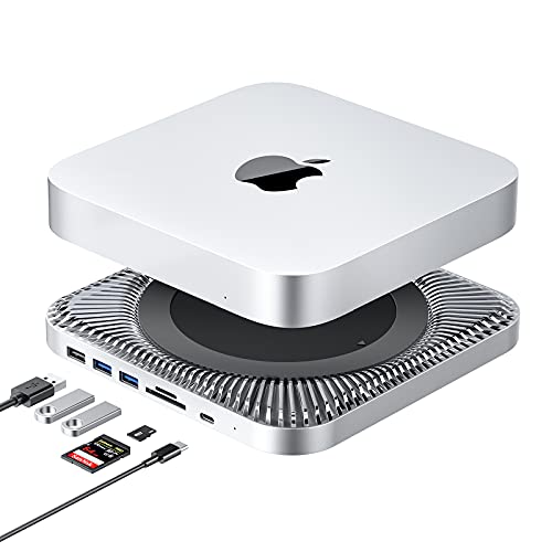 Hub USB-C con custodia per disco rigido per Mac Mini M1, docking station di tipo C con slot SATA SSD HDD, doppia porta USB 3.0 2.0, lettori di schede TF SD, compatibile con Mac Mini 2018 2020