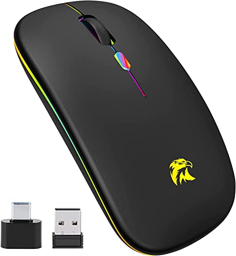 HZD Mouse Senza Fili, Mouse Bluetooth, LED Slim a Due Modalità (Bl...
