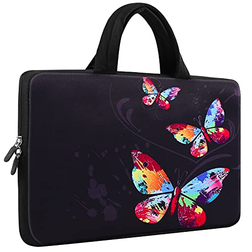 iColor 11.6 12 12.1 12.1 12.1  - Custodia protettiva per laptop netbook con manico (farfalle colorate)