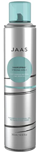 JAAS Professional Hairspray, lacca che sostiene con forza e delicatezza tutti gli stili. Asciuga velocemente e si spazzola via facilmente. Detossina con Olio di Semi di Cotone e Olio di Lime. 300ml