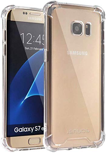 Jenuos Cover Samsung Galaxy S7 Edge, Custodia Trasparente Antiurto Paraurti Silicone Trasparente Cover TPU Bumper + Hard PC Indietro per Samsung Galaxy S7 Edge 5.5  - Trasparente (S7E-TPU-CL)