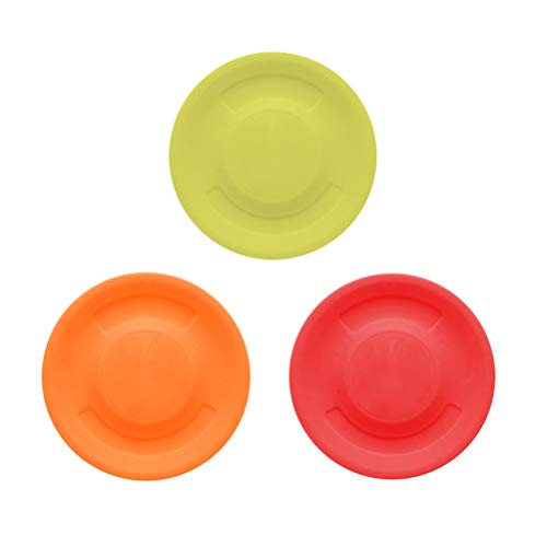 JUHONNZ Mini Frisbee,3 PCS Flessibile Frisbee Professionale Disco Volante a gravità de Silicone Freesbe para Adulti Bambini Cane da Compagnia Giallo Rosso Arancione