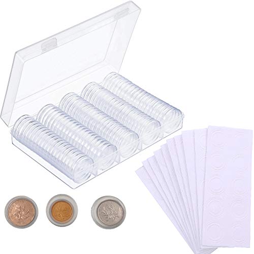 JZK Scatola portamonete contenitore per monete da collezione con 100 singole capsule per monete fino a 30mm e anelli schiuma per fissare monete piccole