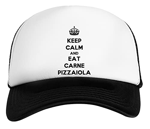 Keep Calm And Eat Carne Pizzaiola Berretto da Baseball Unisex Ragazzi Nero Bianco Baseball cap Kids White Black
