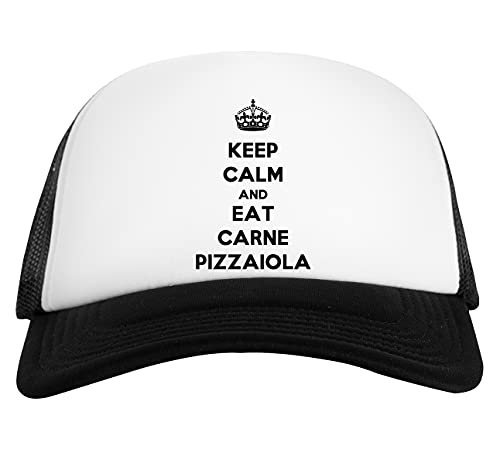 Keep Calm And Eat Carne Pizzaiola Berretto da Baseball Unisex Nero ...