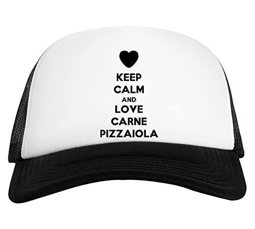 Keep Calm And Love Carne Pizzaiola Berretto da Baseball Unisex Nero Bianco Baseball cap White Black