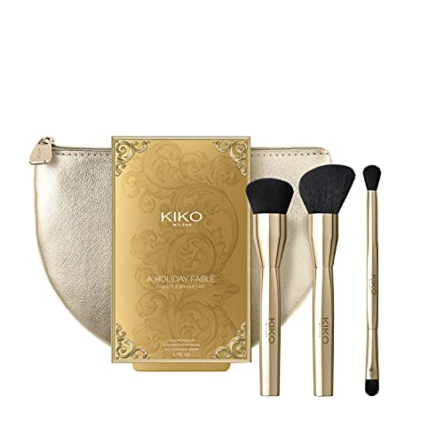 KIKO Milano A Holiday Fable Fabulous Brushes Kit | Kit Di 3 Pennelli Per: Fondotinta, Polveri E Ombretti