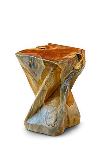 Kinaree Tavolino in legno massello BAN PHAI – 43 cm radice tronco d albero, sgabello in teak, supporto per fiori, comodino, sgabello per fiori