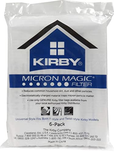 Kirby Part 204811 - Genuine Style F HEPA Filtration Vacuum Bags for all Sentria Models (6 Bags and 2 Belts)