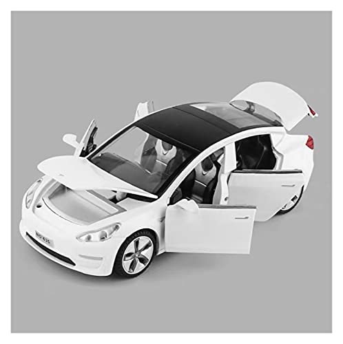 Kit di Giocattoli per Modellini Auto Moda 1:32 Simulazione in Lega di Pressofusione per Tesla Model 3 Sound And Light Racing Model Decorazione Regalo per Bambini Espressione d Amore (Colore : White)