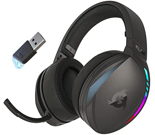 KLIM Panther Cuffie Gaming Wireless per PS4 PS5 Switch PC, Bassa Latenza, Cuffie Over Ear Bluetooth con Cancellazione del Rumore e Microfono + Compatibili 3D Audio + Cuffie da Gaming RGB - NUOVE 2022